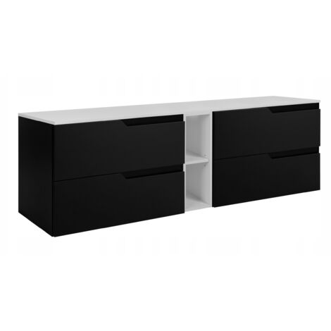 Waschtischunterschrank - 140 cm - Schwarz und Weiß - Modernes Design - 4 praktische Schubladen