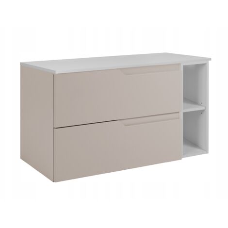 Waschtischunterschrank 100 cm - Kaschmir Weiß - Modernes Design - 2 geräumige Schubladen