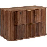 Waschtischunterschrank - 80 cm - Eiche Haselnuss - Modernes Design - 2 Soft Close Schubladen