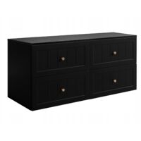 Waschtischunterschrank - 120 cm - Schwarz - Elegantes Design - Soft Close Schubladen