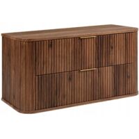 Waschtischunterschrank - 100 cm - Nussbaum - Modernes Design - Gerillte Fronten und weiche Verschlüsse