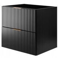 Waschtischunterschrank 60 cm - Schwarz - Modernes Design - Praktische, gerillte Fronten