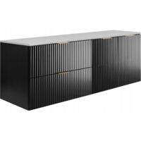 Waschtischunterschrank - 140 cm - Schwarz und Weiß - Modernes Design - Geriffelte Fronten