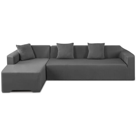 Super stretch sofa cover, non-slip, plain clic-clac sofa cover with ties, modern minimalist style, Gray, 90140cm (1/5)