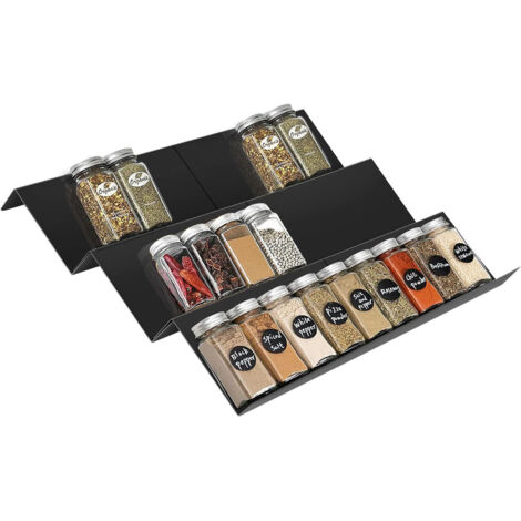 6-piece spice rack for drawers, adjustable 23–46 cm, spice organizer for different drawer widths, kitchen spice shelf, black (1/5)