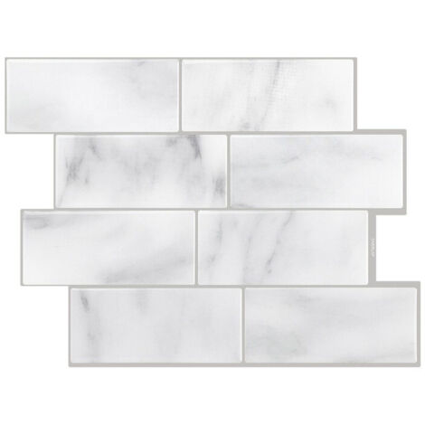 10 pcs 3D wall panels, splash-proof, kitchen wall decor, light gray, 29.36×21.3cm