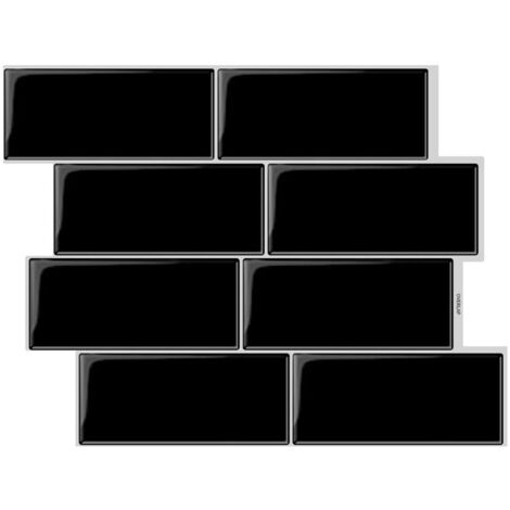 10 pcs 3D wall panels, splash-proof, kitchen wall decor, black, 29.36×21.3cm (1/5)