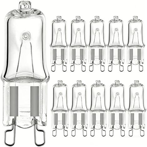 G9 halogen bulb 40W – warm white light 2700K – 230V – pack of 10 bulbs – lifespan up to 3000h, transparent capsule for commercial and home lighting (1/5)