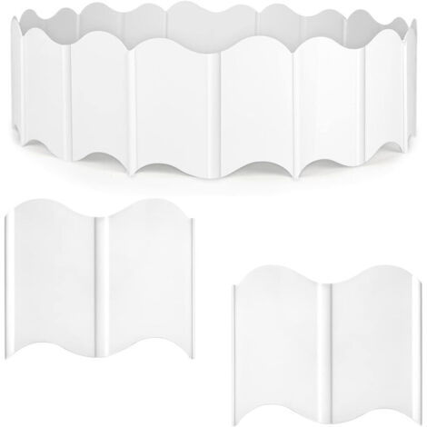 2.7 m Garden Edging Set, 15 cm High, Quick Install, Weatherproof, 20 Interlocking Lawn Fences for Yard, Pathway, Garden Decoration, DIY Landscaping, White (1/5)