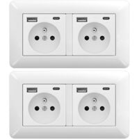 2 Pack 16A Double Flush Wall Socket – 2 Outlets + 2 USB & 2 Type-C Ports 240V