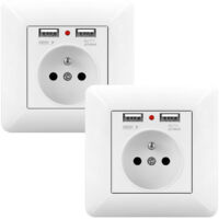 2 Pack 16A Wall Socket with USB and LED – Flush Mount 240V Outlet