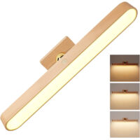Wood LED Wall Lamp with 360° Rotating Magnetic Design, Dimmable Night Light, USB Rechargeable, Decorative Indoor Lighting, Mirror Auxiliary Lamp for Bedroom or Living Room