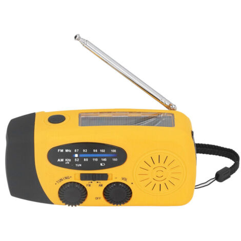 Eosnow Multifunktionales Notfallradio mit LED-Beleuchtung, Handkurbel und Solarfunktion sowie Taschenlampe für Camping, Orange, Europa