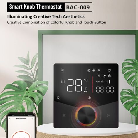 Eosnow WLAN-Klimaanlagenthermostat (5+2 Tage, 6 Perioden), programmierbarer Temperaturregler für zentrale Klimaanlagen, Schwarz (1/3)