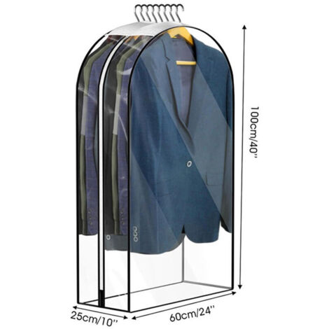 Transparente Kleidersäcke 60 x 100 cm, wasserdicht und mottenfest, mit 25 cm breiten Seitenfalten für Damen- und Herrenbekleidung, Anzüge, Kleider, Mäntel, Jacken und Reisekleidung (1/3)