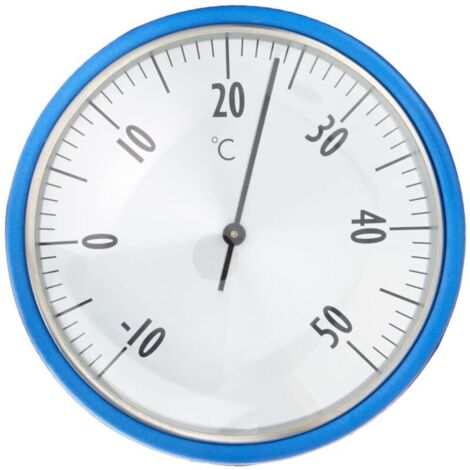 CSPARCV Analoges Poolthermometer, geeignet für Schwimmbäder und Teiche, Edelstahl, gut ablesbar, mit Befestigungsseil, blau