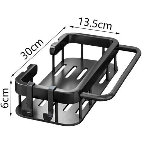 Selbstklebender Schwammhalter aus Edelstahl für die Küchenspüle, Ablagefach, Küchenspülen-Organizer, schwarzer Schwammhalter mit Haken und Handtuchhalter fürs Badezimmer (1/4)