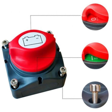 Batterieschalter, Trennschalter, Batterietrennschalter für Boot, LKW, PKW, Traktor, Bus, Yacht, 6,5 x 6,5 x 7,5 cm