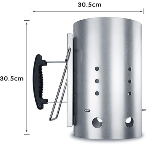 30 cm x 19 cm Anzündkamin, Anzündkamin mit Sicherheitsgriff, Grillanzünder, Schnellanzünder für Holzkohle zum Grillen