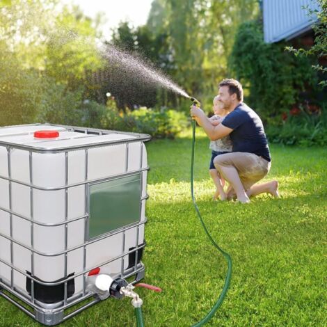 1000-Liter-Tankhahn, Tankventil mit 3/4"-Kunststoffadapter, S60X2 IBC-Hahnanschluss, mit Verlängerung, Regenwassernutzungsanlage, für Garten, Regenfass