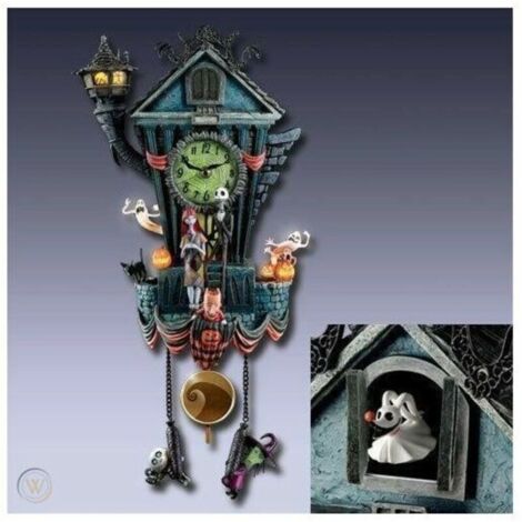 Basetbl – Halloween Cuco Wanduhr – Wanddekoration aus Kunstharz – Handbemalte Details – Festliche und gruselige Atmosphäre