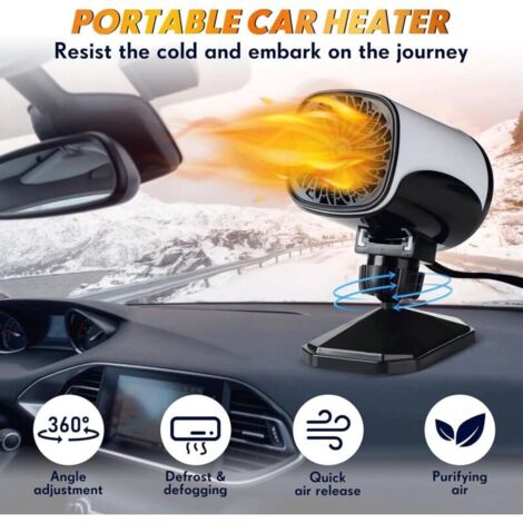 CSPARCV Autoheizung, Scheibenentfroster und -befeuchter 12V, 2-in-1 Schnellheiz-Autoheizung, 360° drehbare Autoheizung mit Zigarettenanzünderstecker