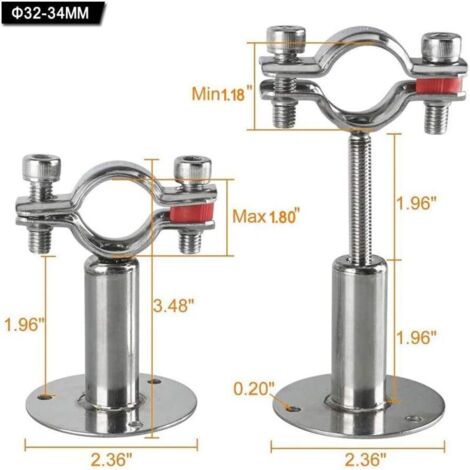 4-teiliges Set verstellbarer Edelstahl-Rohrschellen, Wandmontage-Rohrhalter, robust und stabil für Rohre, Schläuche und Stangen mit einem Durchmesser von 32-34 mm (1/3)