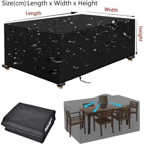 Gartenmöbelabdeckung 180 x 120 x 74 cm (L x B x H), schwarz, wasserdicht und UV-beständig, aus 420D Oxford-Gewebe. (1/3)