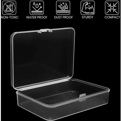 Kleine, durchsichtige Aufbewahrungsbox aus Kunststoff mit Klappdeckel (12er-Pack) – L 11,2 x B 8,3 x H 2,8 cm – Mini-Aufbewahrungsbox aus Kunststoff für Pillen, Perlen, Schmuck und Bastelarbeiten