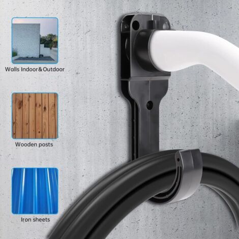 Typ-2-Wandhalterung für Ladekabel, universelle 2-in-1-Wandhalterung für EU-Ladestationen für Elektrofahrzeuge mit robusten Teilen für den Innen- und Außenbereich