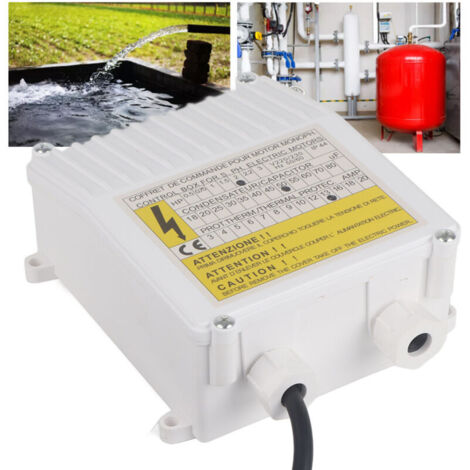 SJLERST Pumpensteuerkasten mit integriertem thermischen Schutzschalter für 1,5 kW 2 PS 80 µF 25 A Tauchpumpen für Hausbrunnen mit Tiefbrunnenansaugung