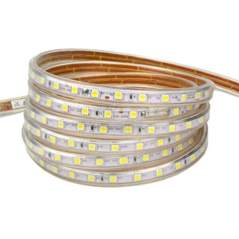 LED-Streifen, wasserdichter LED-Streifen, 220-V-LED-Streifenleuchte, 5050 IP65 wasserdichter LED-Streifen, warmweiß, 8 mm Breite (4 m) (1/3)