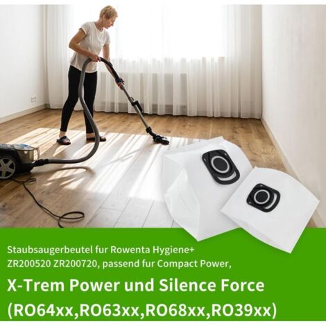 12 Staubsaugerbeutel ZR200520 Hygiene+ Kompatibel mit Compact Power & X-Trem Power, Staubbeutel, Silence Force Beutel