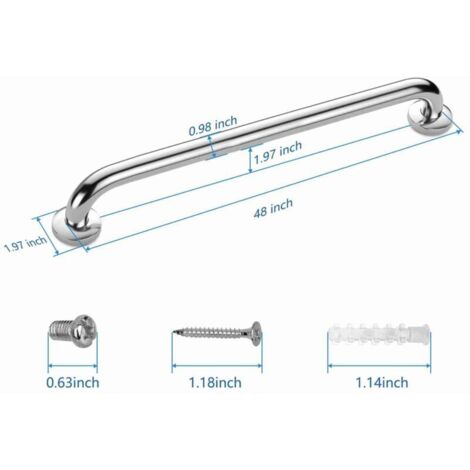 SJLERST Set mit 2 Toiletten-Haltegriffen, Duschgriffhalterung aus Edelstahl, 90 cm abgewinkelter Badezimmer-Haltegriff, Haltegriffe für Dusche und Badewanne, Handlauf aus Edelstahl für Senioren/Behind (1/3)