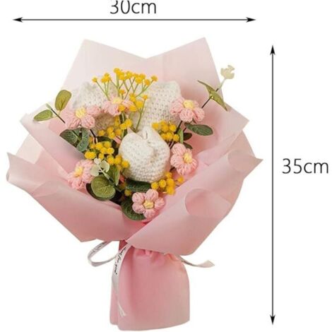 Stück (30 x 35 cm) gehäkelter Blumenstrauß mit Tulpen, gestrickte Kunstblumen, für Muttertag, Hochzeit, Party, Heimdekoration (1/3)