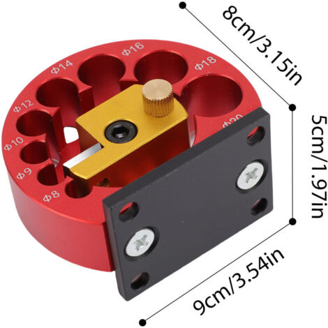 Holzrundungswerkzeug, Hilfswerkzeug mit rundem Schaft und Hartmetallklinge, 8 Löcher mit unterschiedlichen Durchmessern (8-20 mm), für die Holzbearbeitung und den Möbelbau (gold) (1/3)