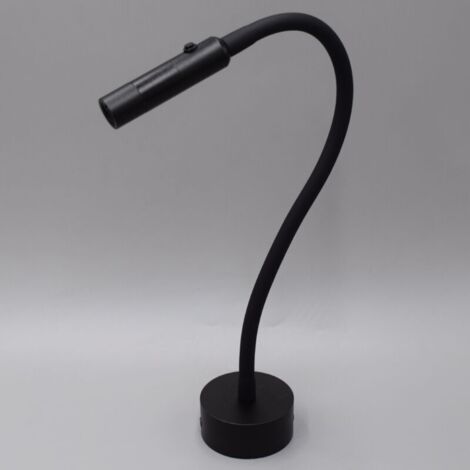 Schwarze Leselampe, flexibler Schwanenhals, LED 3W 3000K, Wandmontage, 240V, mit Schalter für Schlafzimmer, Wohnzimmer oder Innenräume.