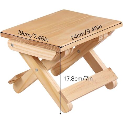 Klappbarer Tritthocker aus Massivholz für Zuhause, Spiel, Angeln und Garten, 24 x 19 x 17,8 cm (1/3)