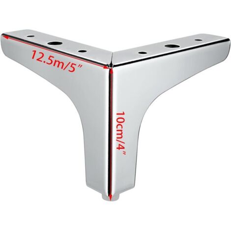 Gambe per divano in metallo da 10 cm, 4 pezzi, gambe per mobili moderni, gambe per divani, gambe rialzanti per mobili fai da te, gambe di ricambio per mobile TV e divano, argento