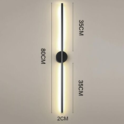 SJLERST Applique da parete per interni, moderna lampada da parete nera, applique a LED da 24 W con design lineare, luce bianca calda 3000 K, applique in acrilico per camera da letto, soggiorno, hotel,