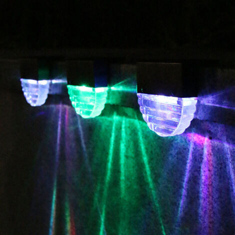 Luci solari per gradini, 4 pezzi IP65 impermeabili, luci solari da patio con accensione/spegnimento automatico, luce calda e colorata, illuminazione per gradini, recinzioni e decorazioni da giardino e