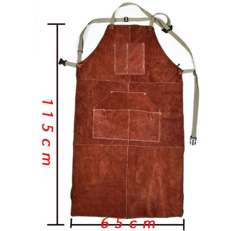 Grembiule da saldatore professionale in pelle bovina spessa, resistente all'usura, per saldatura, isolamento termico, antiscottatura, ignifugo.