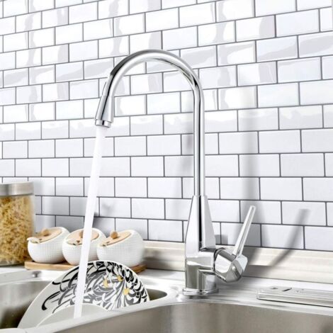 (Bianco) 10 pezzi di rivestimento adesivo più spesso per paraschizzi di cucina e bagno, rivestimento murale adesivo bianco effetto piastrelle finte, piastrelle murali in PVC 3D Metro impermeabili