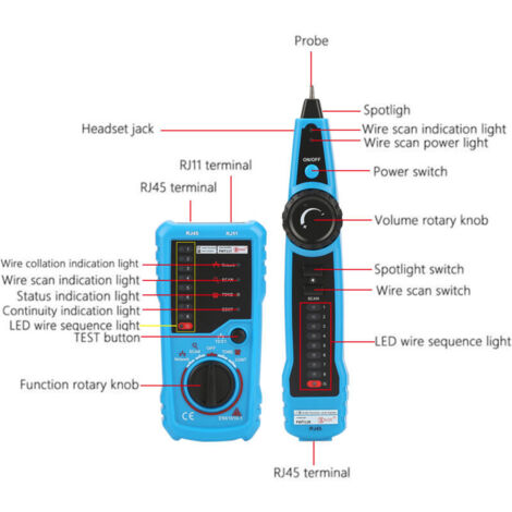 Tester per cavi di rete SJLERST, localizzatore di cavi a segnale digitale con tono di sonda, rilevatore RJ11 RJ45, manutenzione e riparazione di cavi Ethernet LAN Cat5 Cat6, test di linee telefoniche