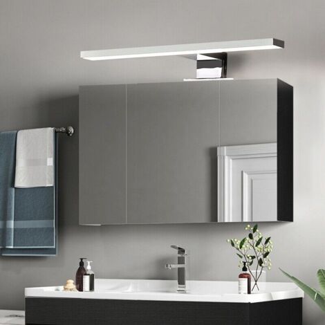 Specchio da bagno a LED da 40 cm, 7W, 700 lumen, 230 volt, interamente in alluminio, specchio da bagno 3 in 1, impermeabile IP44 (luce bianca 6000k)