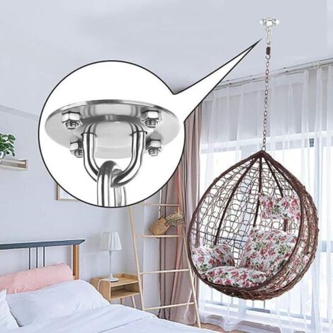 gancio da soffitto resistente, portata 450 kg, in acciaio inossidabile, per amaca sospesa, rotazione a 180°, compatibile con set in cemento e legno, sedia sospesa, lampada sospesa, amaca, yoga, con vi