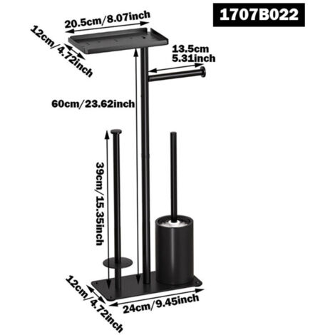 Porta carta igienica da terra in acciaio inox con scopino per WC - Porta carta igienica con scopino per WC - Con dispenser di salviette umidificate e scopino per WC - Porta rotolo di carta igienica da