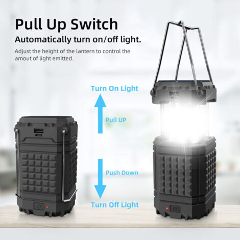 Lanterna solare da campeggio a manovella, torcia a LED portatile ultra luminosa, batteria da 3000 mAh con autonomia di 30-35 ore, porta di ricarica USB e impermeabile per uso esterno, lettura, escursi (1/3)