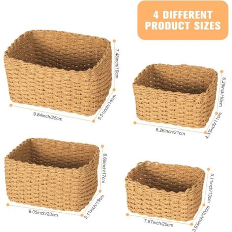 Cesti portaoggetti in vimini intrecciato, set da 4, impilabili (marrone)