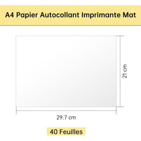 40 fogli di carta adesiva bianca opaca formato A4 per stampanti, etichette autoadesive stampabili, 210 x 297 mm, fogli di carta adesiva A4 per stampanti laser e a getto d'inchiostro. (1/3)